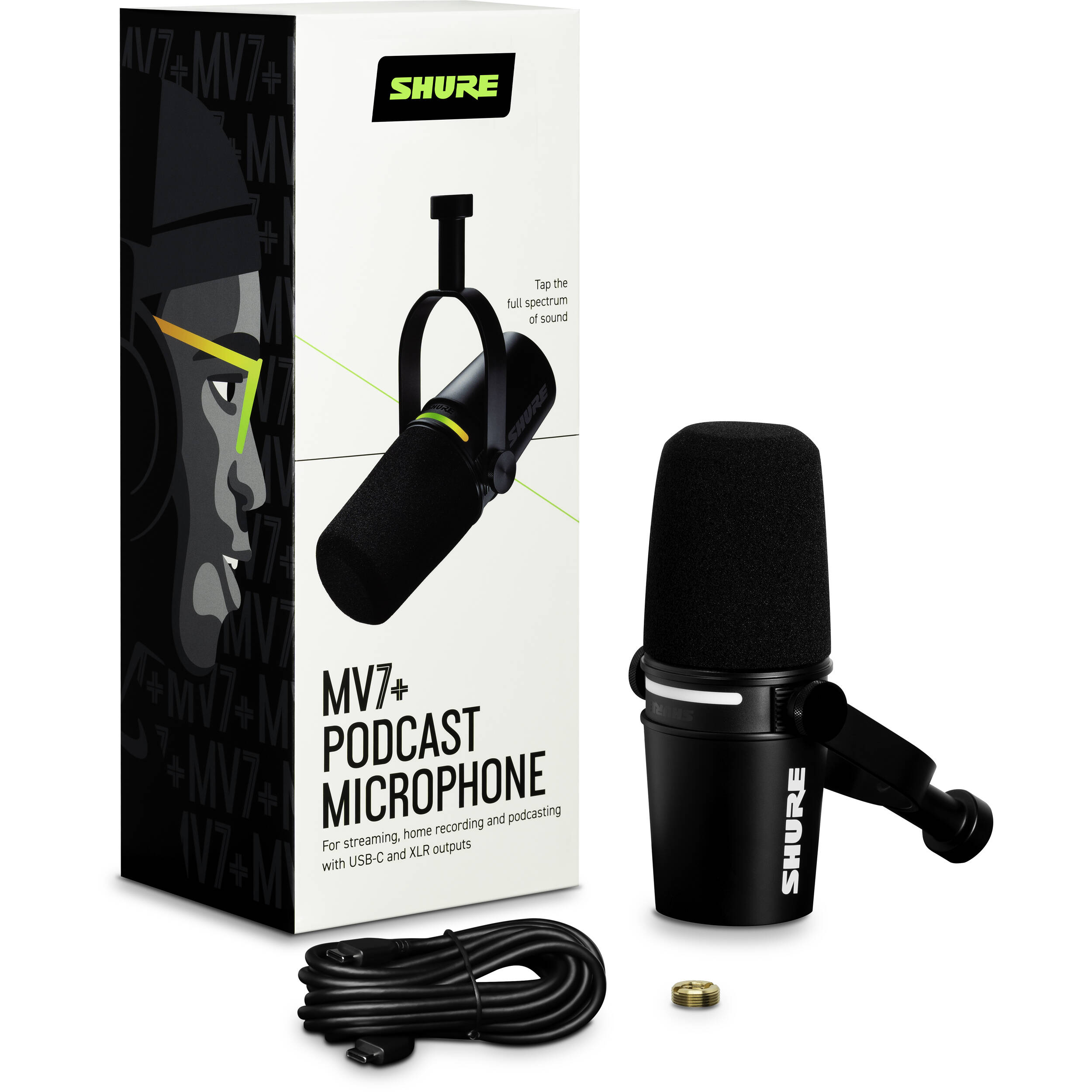 SHURE MV7＋ Shure MV7+ -K mikrofonas – STAGE IQ