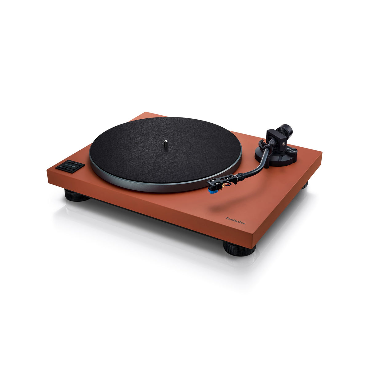 Technics SL-40CBT Turntable, terracotta brown, angled view