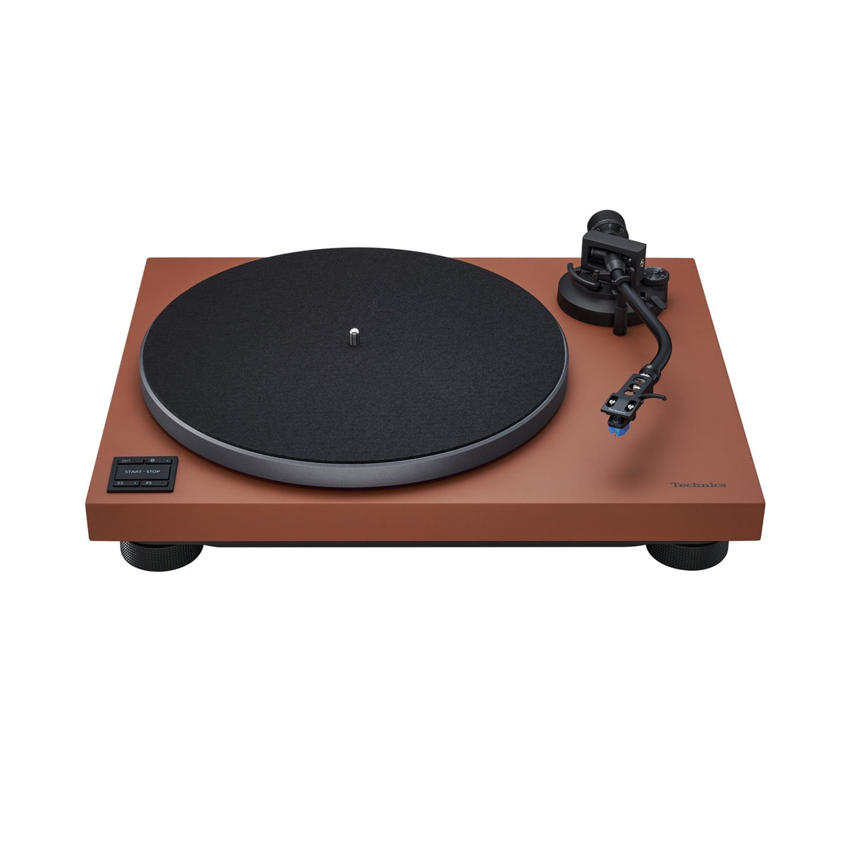 Technics SL-40CBT Turntable, terracotta brown, front and upper view