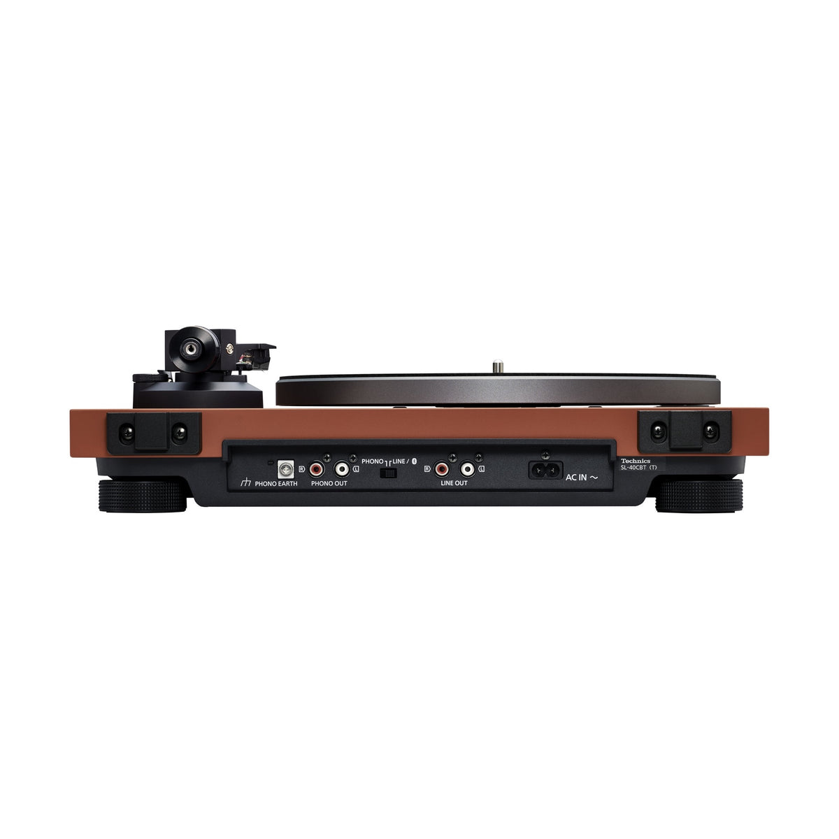 Technics SL-40CBT Turntable, terracotta brown, rear panel and connectors