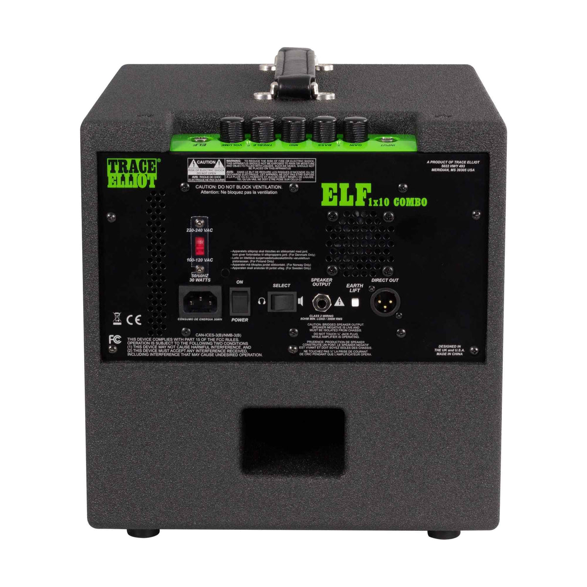 Trace Elliot ELF 1x10 bosinės gitaros stiprintuvas, vaizdas iš galo