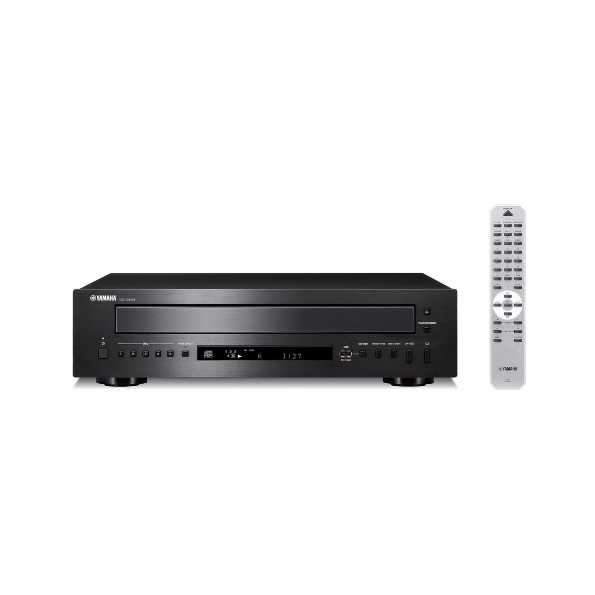 Yamaha CD-C603 CD grotuvas, juoda, priekinis vaizdas su pulteliu