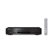 Yamaha CD-S303 CD Player, black, front view with remote control