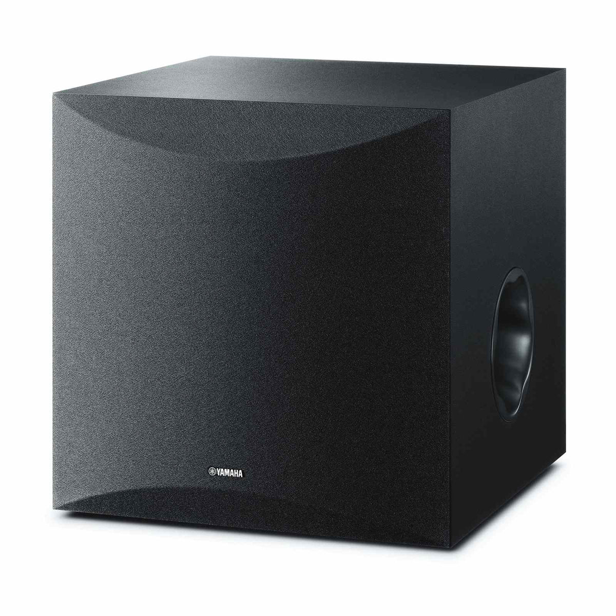 Yamaha NS-SW100 – black subwoofer, angled front view