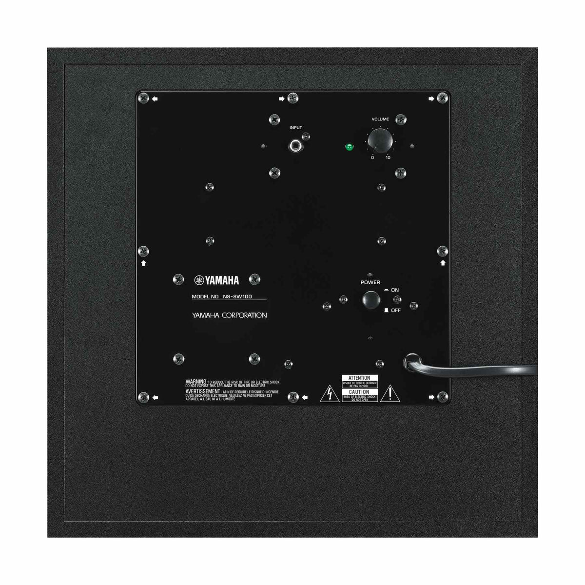 Yamaha NS-SW100 – rear controls and connection