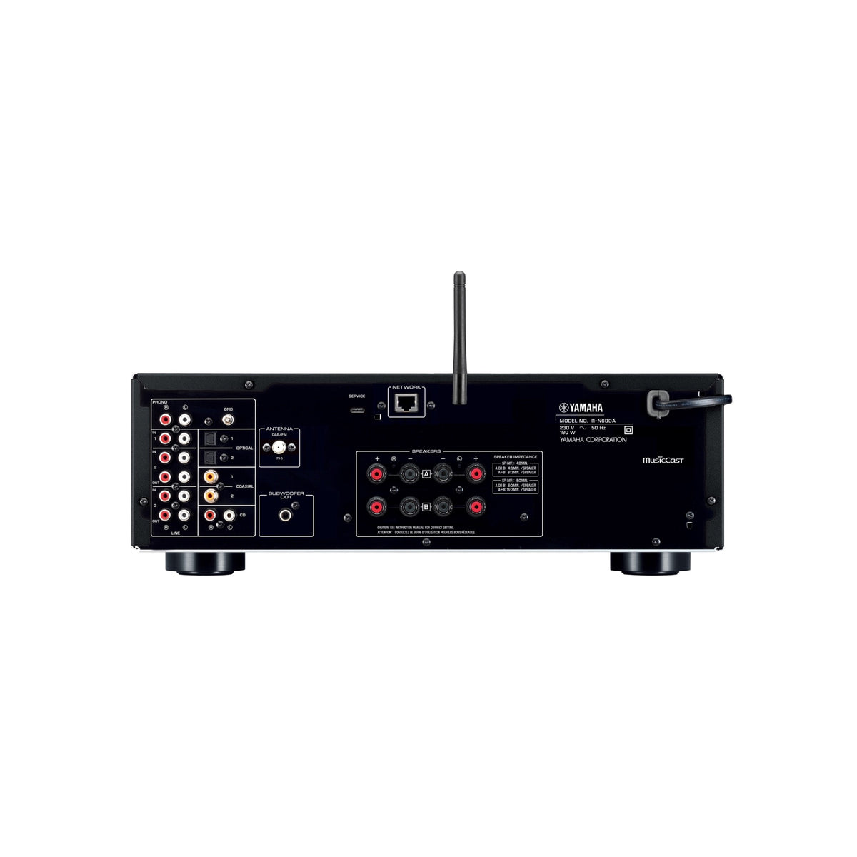 Yamaha R-N600A Network Receiver, rear panel and connections
