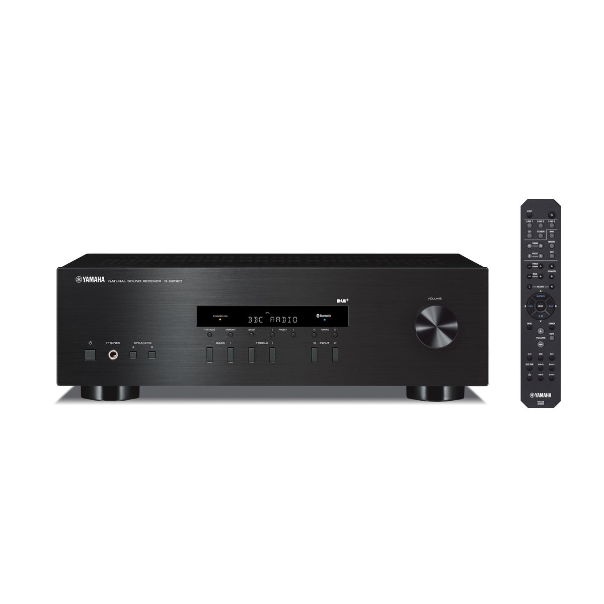 Yamaha R-S202D black stereo receiver with remote