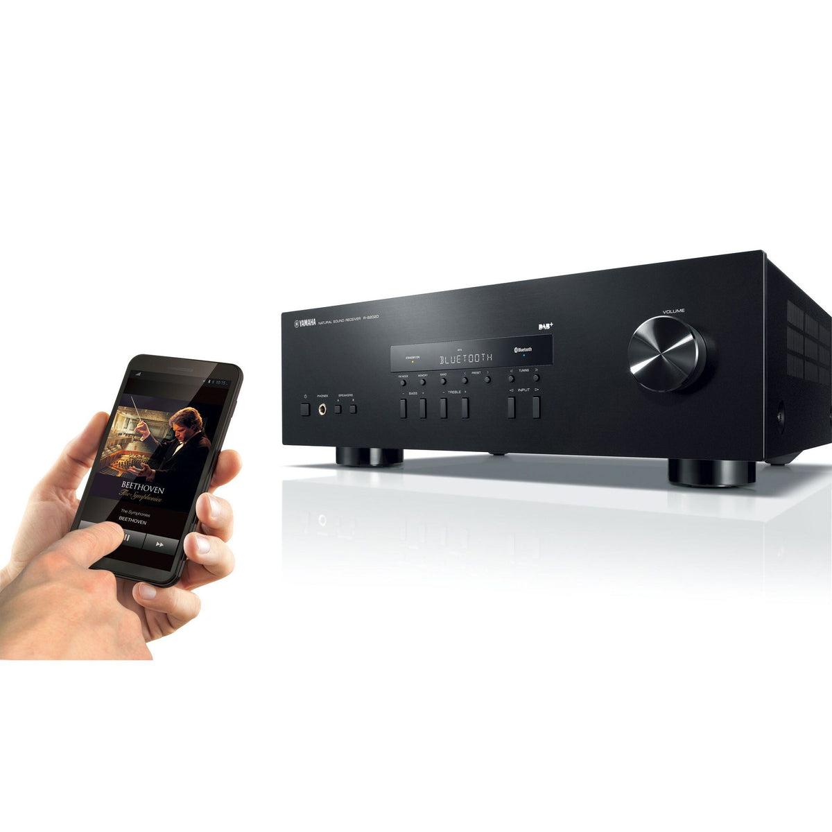 Yamaha R-S202D stereo receiver with Bluetooth playback from a phone