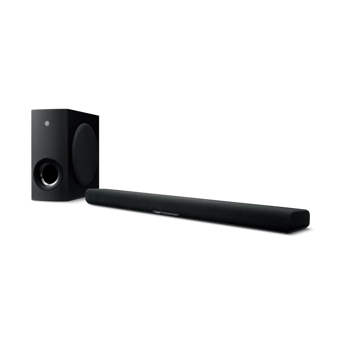 Yamaha SR-B40A Soundbar garso sistema,  (juoda spalva), Soundbar įrenginys ir belaidė žemų dažnių kolonėlė, vaizdas kampu