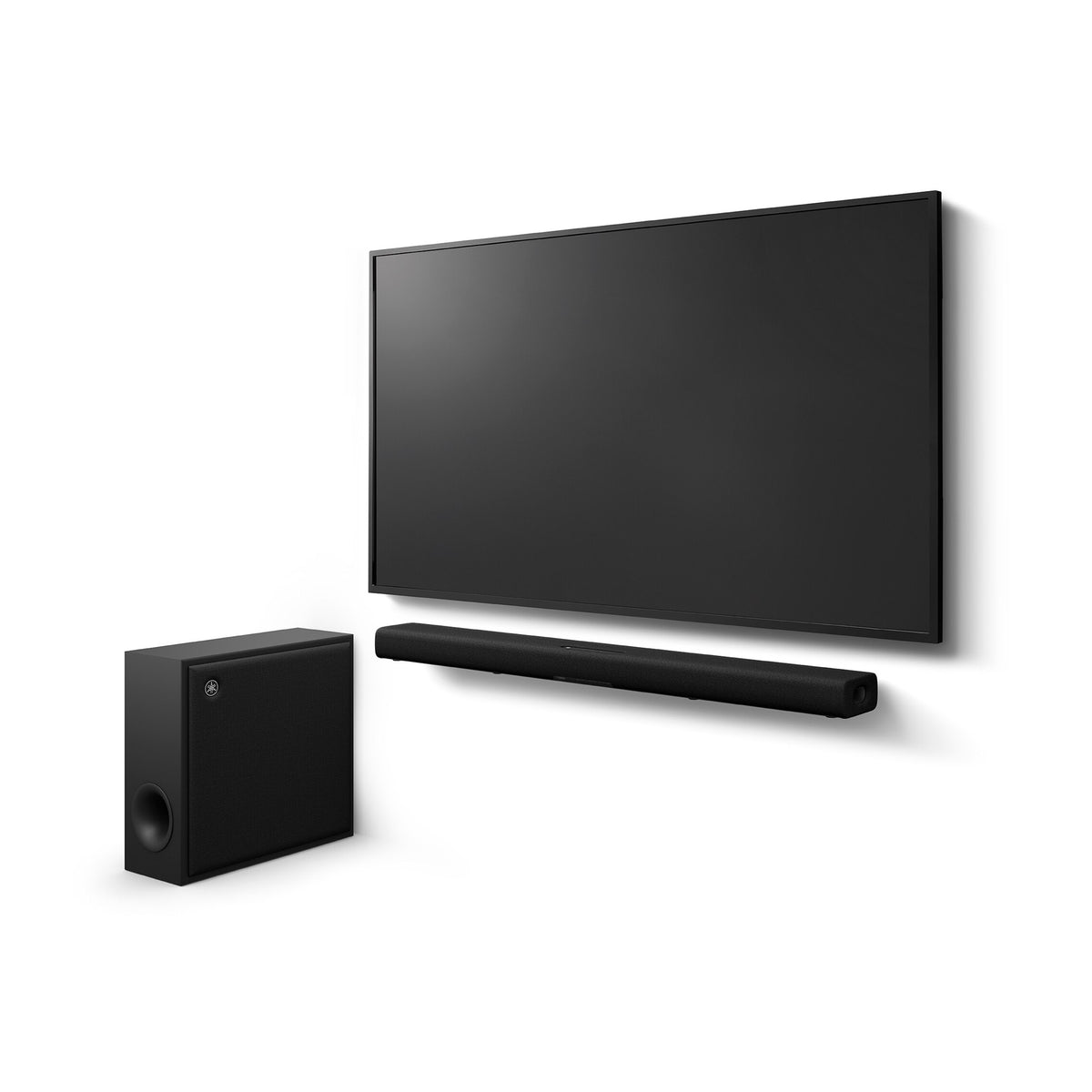 Yamaha SR-X50A Soundbar garso sistema,  (juoda spalva), montavimo po televizoriumi pavyzdys