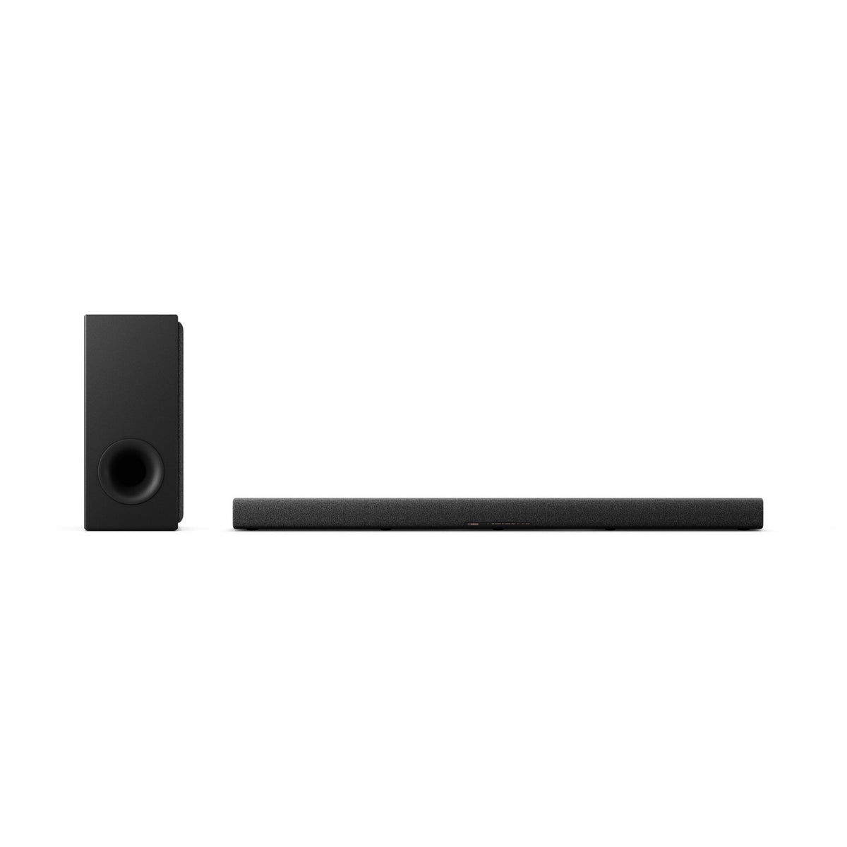 Yamaha SR-X50A Soundbar garso sistema,  (anglies pilka spalva), pagrindinis įrenginys ir žemų dažnių kolonėlė iš priekio