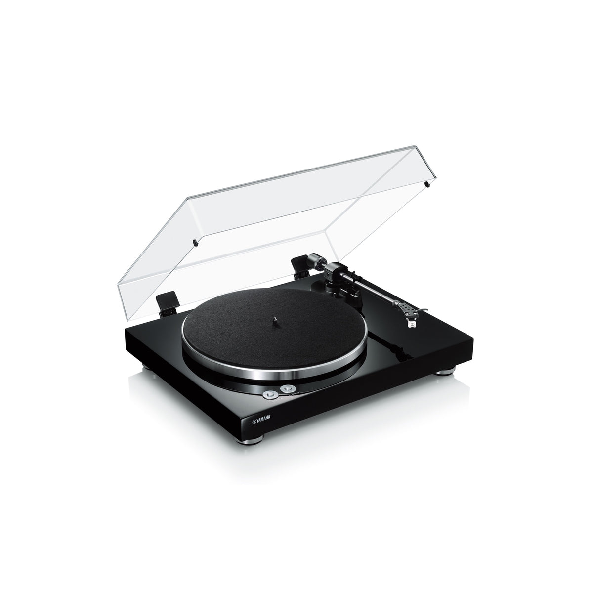 Yamaha TT-S303 Turntable, angled view with dust cover open