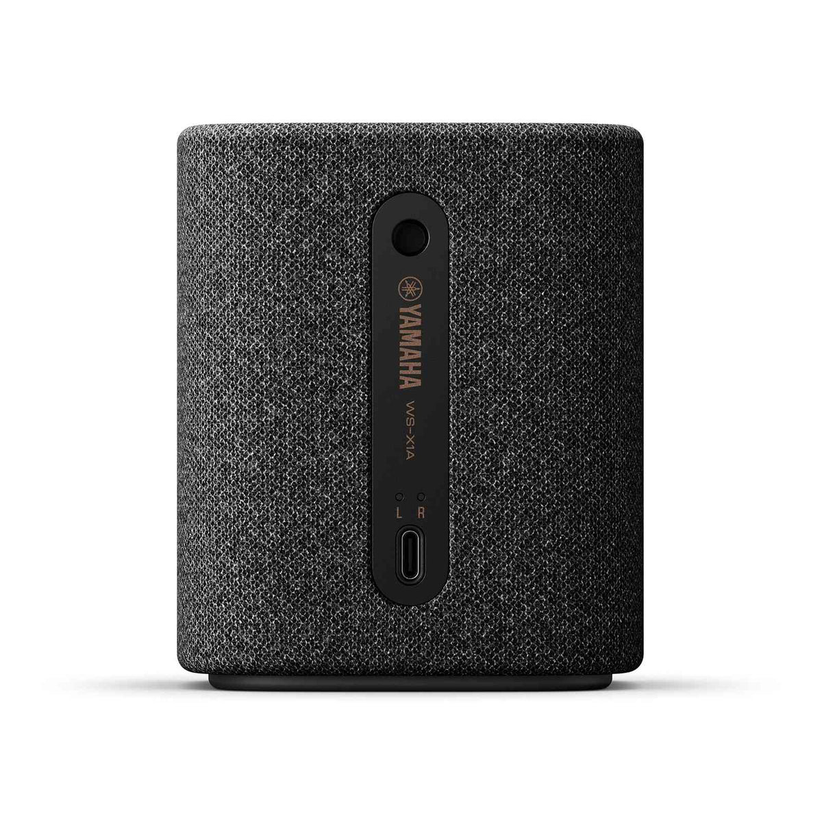 Yamaha WS-X1A aktyvi belaidė garso kolonėlė,  (anglies pilka spalva), galinė dalis ir USB-C įkrovimo jungtis